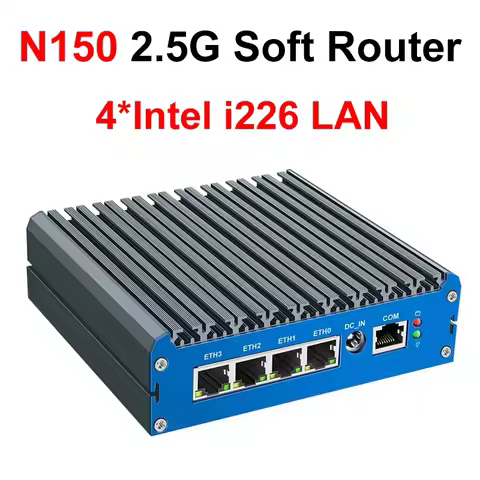 Firewall Mini PC Intel N100/N150 2.5G Soft Router 4x i226 LAN DDR5 Industrial Fanless Mini PC Soft R