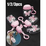 Pink Transparent Empty Bottle Hand Sanitizer With Love Bright Diamond Decoration, 30ml, Travel, Brac