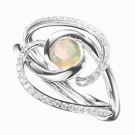 澳寶白鑽石二合一戒指套裝 極簡14k白金雙戒指 結婚求婚戒指組合
