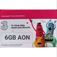 TRI VOUCHER DATA AON 6GB | AON 2GB ISI 1 LEMBAR MURAH