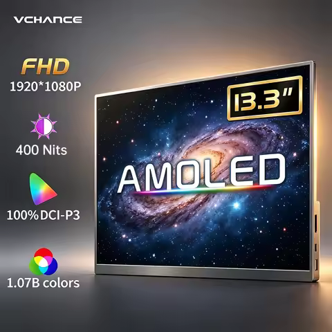 13.3 Inch OLED Portable Monitor AMOLED Panel 100%DCI-P3 One Cable USB-C Travelling Display On The Go