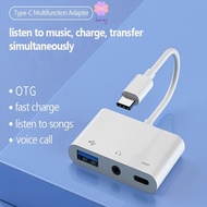 LONNG Type-C to 3.5m Mobile Phone Headphone 3 in 1 Audio Converter