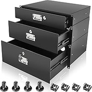 3 Pieces 2U, 3U, 4U Rack Mount Drawer 19 Inch Server Cabinet Case Drawer Metal DJ Locking Lockable D