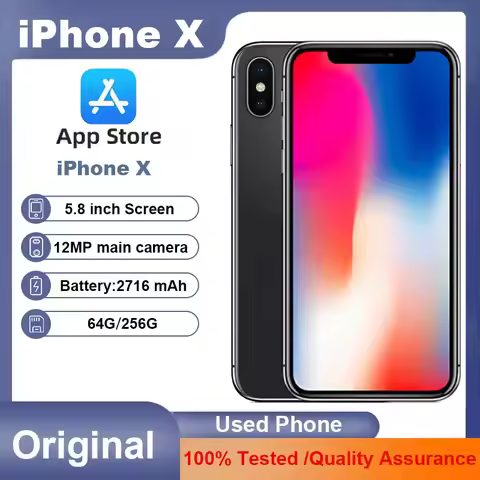 Original iPhone X 4G LTE CellPhone Unlocked 64GB/256GB ROM 5.8" A11 Bionic Chip Hexa Core FACE ID ip