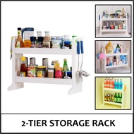 2 tier Multipurpose slim Rack 2 Hooks - 2 Tier Storage Rack Multifunctional used Shelf Rack Storage Space Savers