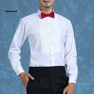 [Aresuit] Emcee Top Men Long Sleeve Shirt Men's Formal Dress Shirt Winged Collar Long Sleeve Solid C