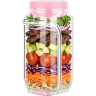 Salad Jar Side Open, Leakproof Salad Jars with Salad Dressing Container for Lunch
