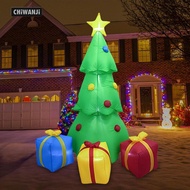 CHiWANji 7 FT Inflatable Christmas Tree Polyester Lawn Prop with 3 Gift Boxes LED Light Up Outdoor D
