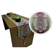 Hermosa Table Runner Flower Dark Red White 210x32cm