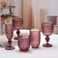 Embossed Stained Glass Red Wine Glass Wedding Retro Household Wine Glass Goblet Wine Glass 8ZB6