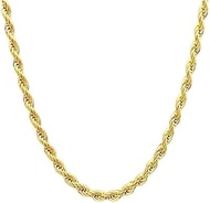 4K Yellow Gold Twisted Rope Necklace, 3.2mm & 4.2mm Width, Great Gift for Men and Women (Available i