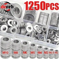 1250 pcs Stainless Steel Flat Washers 9 Sizes M2 M2.5 M3 M5 M6 M8 M10 12 size