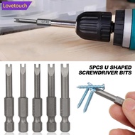 LOVETOUCH 5Pcs U Shaped Screwdriver Bits 1/4 Hex Magnetic Batch Head Set 50mm Length for Hand Tools 