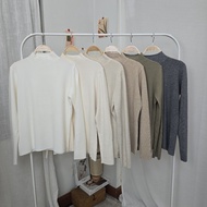 [A87] Long-Sleeved Shirt Silk Fabric Crew Neck Soft Comfortable To Wear New Products