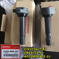 คอยล์จุดระเบิด คอยล์หัวเทียน HONDA ACCORD G8 / CIVIC FD1.7 1.8 / CRV R18A R20A MADE IN JAPAN /30520-