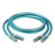 One Pair RCA Cable for CD Amplifier Hi-end 8N OCC plated Sliver Interconnect 2RCA to 2RCA Male HiFi 