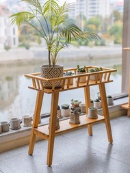 實木花架中式置物收納架松木雙層落地式高端室內客廳多肉陽台花架