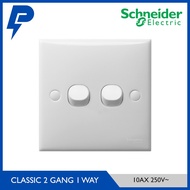 Schneider Classic 2 Gang 1 Way Switch Series 10A E32/1
