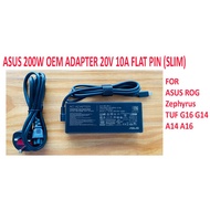 ASUS ROG Zephyrus/TUF GAMING G16 G14 A14 A16 ADP-200JB D 200W OEM ADAPTER 20V 10A FLAT PIN (SLIM)