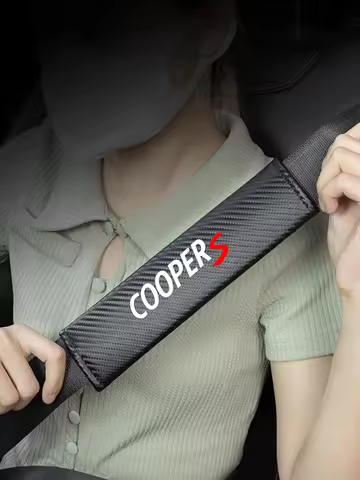 2Pcs Carbon Fiber Car Seatbelt Shoulder Protector Cover Safety Belt Ornament For Mini Cooper R50 R52