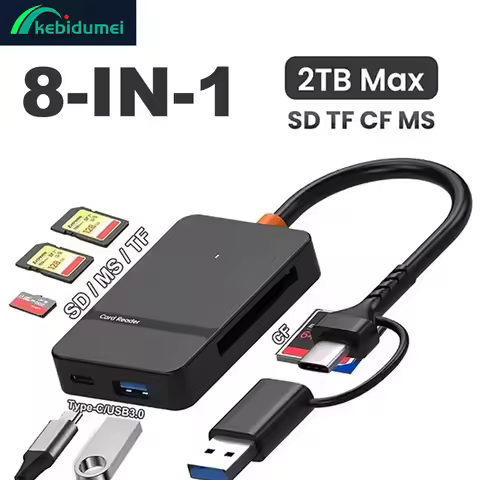 8 in 1 Card Reader Type C USB3.0 to SD TF CF MS Memory Card Device for PC Laptop 104MB/s 2TB Smart C