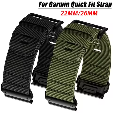 QuickFit Nylon Canvas Watch Strap For Garmin Forerunner 970 965 955 Solar/Instinct 2X 3/Fenix 8 E 7 