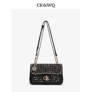 กระเป๋าโซ่ฝรั่งเศส CK & WQ กระเป๋าสะพายไหล่ดีไซน์เฉพาะ & กระเป๋าสะพายข้างกระเป๋าผู้หญิงแฟชั่นหรูหราน