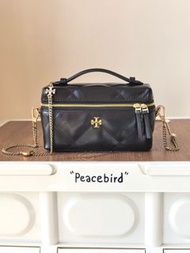 Tory Burch｜ kira化妝包寶石鏈款 TORY BURCH KIRA CHARM DIAMOND QUILT VANITY CASE盒子包 尺寸18.5