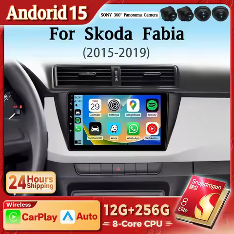 Android 15 Carplay Auto 2K Screen For Skoda Fabia 3 III 2015 - 2019 Car Radio Multimedia Autoradio W