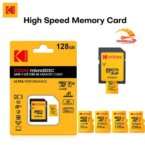 KODAK Micro SD Card 256GB Memory Card UP TO 100MB/s C10 U3 32GB 64GB 128GB TF Card 4K HD For USB Car