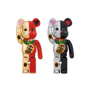 [In Stock] BE@RBRICK x Maneki Neko 1000% Lucky Cat Gold Red & Silver Black Bearbrick