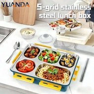 YUANDA Nordic Simple Lunch Box Stainless Steel 5 Compartments with Soup Bowl Student Container B777