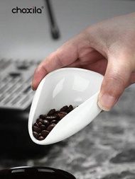 1 件咖啡豆計量杯、秤重咖啡豆容器、純白陶瓷茶和咖啡豆容器、咖啡豆托盤、散茶茶勺