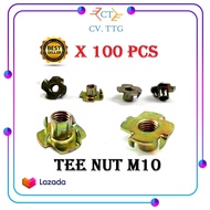 100 Pcs Tee Nut /T-Nut M10 - 12 mm (Mur Tanam Kayu)