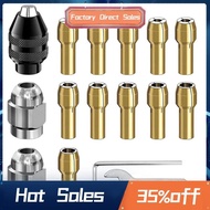 16Pcs Drill Chuck Collet Set, 1/32 to 1/8inch Drill Chuck Collet Set with 11Pcs Brass Collet, 3Pcs C
