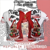Men's batik jersey, 80th Indonesian Independence Day shirt, August 17th committee, full printing 3D,
