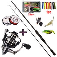 เบ็ดพร้อมตก 1.6m/1.8m/2.1m/2.4m เบ็ดตกปลาคบ1ชุด คันเบ็ดตกปลา กับ รอก 200ซีรีส์ สีดำ มีให้เลือก สายpe