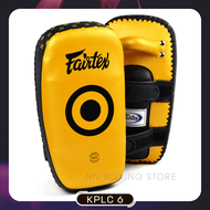 Fairtex แฟร์เท็กซ์ เป้าเตะ สีเหลืองทอง Curved Kick Pads KPLC6 Yellow Gold Micro fiber Muay Thai Boxing Equipment MMA K1 Kickboxing