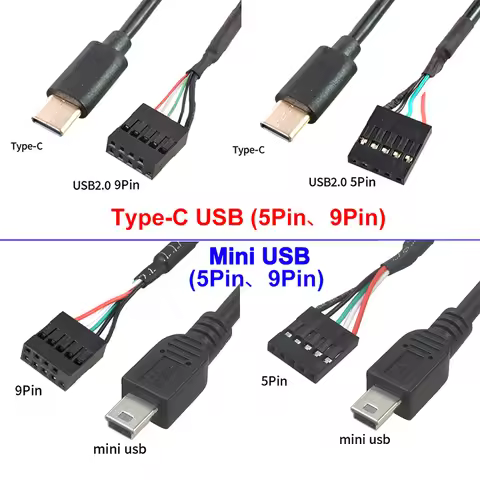 PC Computer motherboard 9P to Micro USB to DuPont 2.54mm 5Pin DuPont USB to Micro USB data Cord Alum