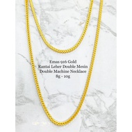 MENG HING Rantai Leher Double Mesin Padu Emas 916 Gold Solid Double Machine Necklace 四方人字项链