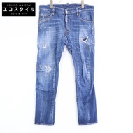 กางเกงยีนส์ Dsquared รุ่น S74LB0873 Medium Wash 4 Tidy Biker Jeans สีน้ำเงิน ทรงเดนิมแบบมีกระดุมหน้า