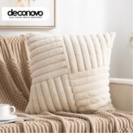 Faux Fur Plush Throw Pillow Covers 45x45 Luxury Soft Fluffy Striped Decorative Pillow Covers, Square