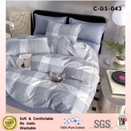 G9 2200Tc 100% Pure Cotton Bedsheet 5in1+Comforter Set Cadar Kartun Lembut & Comel Fitted Bedsheet