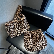 Autumn Leopard Print Furry Bag Women 2024 Casual All-Match Cross-Body Bag One-Shoulder Armpit Bag Fu