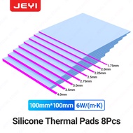JEYI 6แพ็คแผ่นความร้อน100X100มม. 6.0 W/MK ถ่ายเทความร้อน6ความหนา0.5มม./1มม./1.5มม./2มม. สำหรับแผ่นคว