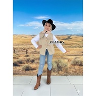 KEMEJA Vintage Cowboy Costume Set for Kids and Adults Yearbook Cowboy Outfit/ Shirt - Skirt - Vest-H