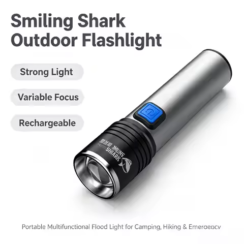 Smiling Shark Outdoor Flashlight Portable Strong Light Zoomable Variable Focus Multifunctional 615-T