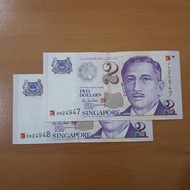 Uang singapore 2 dollar commemorative millenium set × 2