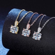 【 GRA Certificate Attached 】 1-3CT moissanite necklace, fashionable and luxurious four claw pendant 