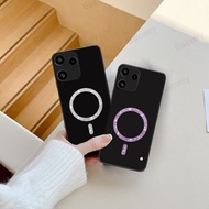 Casing For Nothing Phone 3A Lite A001T Black Soft TPU Protective Back Cover With Magnetic Sticker